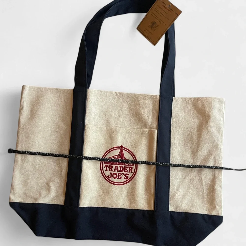 Trader Joe's Canvas Tote Shopping Bag - LARGE BLUE-*NEW with TAGS*
